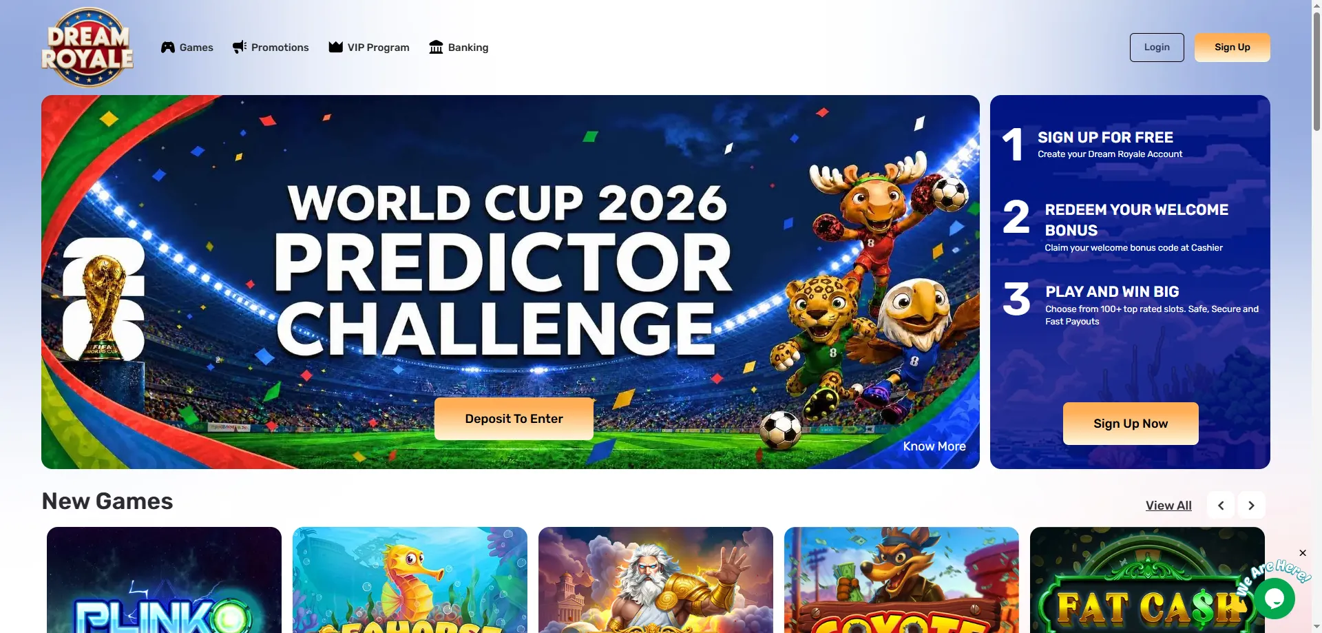 Dream Royale Casino welcome bonus 250% for New Zealand players